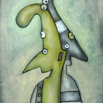 Drawing titled "Bauchredner" by Nina Boos, Original Artwork, Pastel