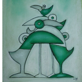 Desenho intitulada "Schnäbelrasseln" por Nina Boos, Obras de arte originais, Giz