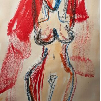Pittura intitolato "Nude No.1/ 2024" da Nina Brandhoff, Opera d'arte originale, Acrilico Montato su Altro pannello rigido