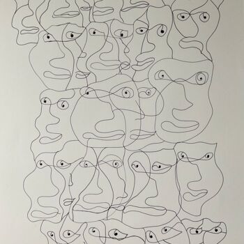 Dessin intitulée "Die Reaktionen" par Nina Gogia, Œuvre d'art originale, Marqueur