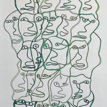 Malerei mit dem Titel "Die Reaktionen 2" von Nina Gogia, Original-Kunstwerk, Marker