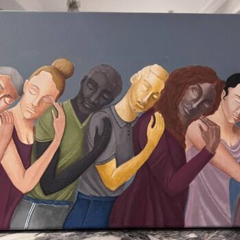 Картина под названием "Let's hug" - Nina Grighel, Подлинное произведение искусства, Акрил Установлен на Деревянная рама для…