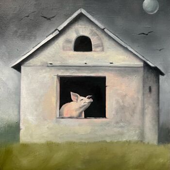 Painting titled "Dream on" by Nina Grighel, Original Artwork, Oil Mounted on Wood Stretcher frame