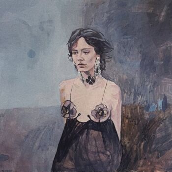 Malerei mit dem Titel "Feminine Story" von Nina Hunter, Original-Kunstwerk, Öl
