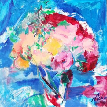 Peinture intitulée "Bouquet des roses d…" par Nina Karapetyan Michel (NKAR), Œuvre d'art originale, Huile