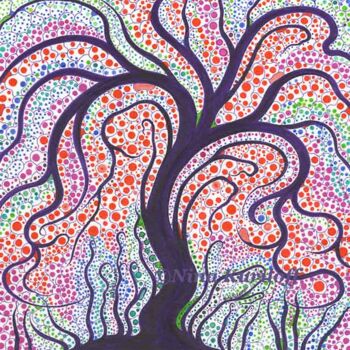 Drawing titled "Purple Tree & a Rio…" by Nina Kuriloff, Original Artwork, Ink