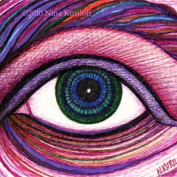 Рисунок под названием "miniature Purple Eye" - Nina Kuriloff, Подлинное произведение искусства, Другой