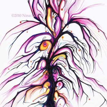 Drawing titled "Purple Tree & Rhyth…" by Nina Kuriloff, Original Artwork, Ink