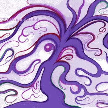Pintura intitulada "Purple/Magenta tree" por Nina Kuriloff, Obras de arte originais, Óleo
