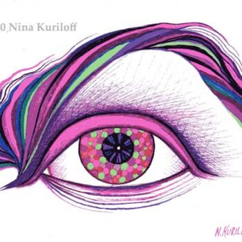 Σχέδιο με τίτλο "Dotted Eyeris" από Nina Kuriloff, Αυθεντικά έργα τέχνης, Άλλος