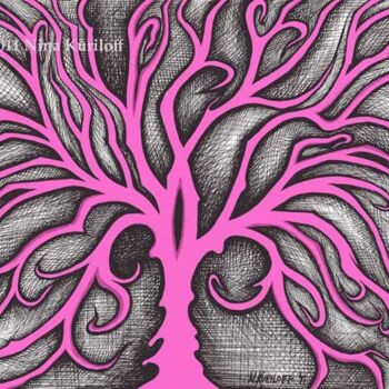 "Pink & Black Tree II" başlıklı Tablo Nina Kuriloff tarafından, Orijinal sanat, Petrol