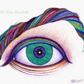 Dibujo titulada "Her Green Eye" por Nina Kuriloff, Obra de arte original, Otro