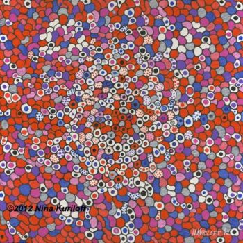 Painting titled "The Redness of Dots" by Nina Kuriloff, Original Artwork, Oil