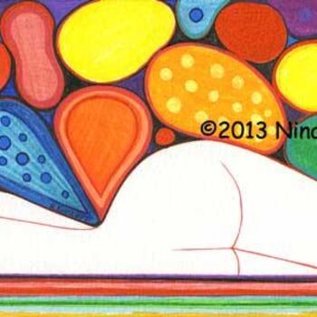 Рисунок под названием "Nude in a Riot of C…" - Nina Kuriloff, Подлинное произведение искусства, Другой