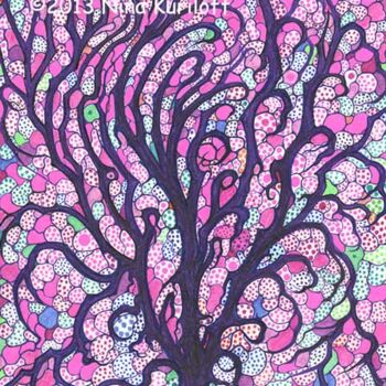 Schilderij getiteld "Pink in the Tree" door Nina Kuriloff, Origineel Kunstwerk