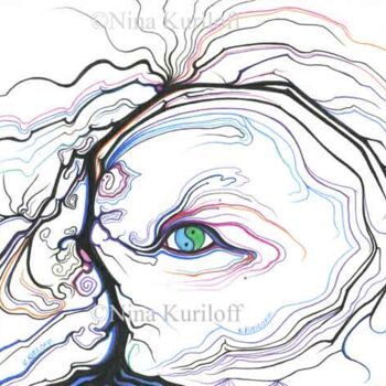 Zeichnungen mit dem Titel "Eye Branch" von Nina Kuriloff, Original-Kunstwerk, Tinte