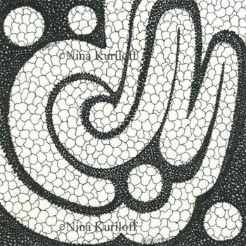 Рисунок под названием "Song in Black and W…" - Nina Kuriloff, Подлинное произведение искусства, Чернила