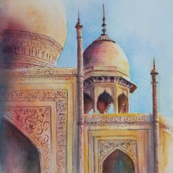 Malarstwo zatytułowany „Taj Mahal” autorstwa Nina Rusakova, Oryginalna praca, Akwarela