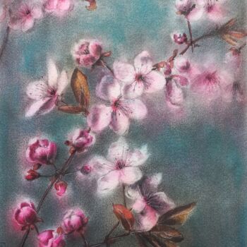 Painting titled "Cherry blossom" by Nina Rusakova, Original Artwork, Watercolor