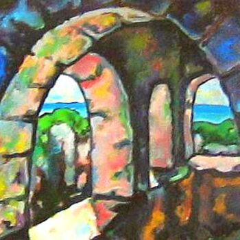 Pittura intitolato "bogomoyo ruins of t…" da Nina Silaeva, Opera d'arte originale