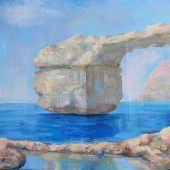 Pittura intitolato "Lasur window. Malta" da Nina Silaeva, Opera d'arte originale