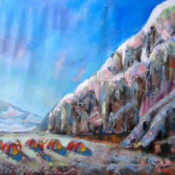 Painting titled "Climbing Kilimanjaro" by Nina Silaeva, Original Artwork