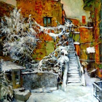 绘画 标题为“Зимний дворик” 由Nina Stasiukova, 原创艺术品, 油