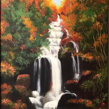 Картина под названием "водопад" - Nina Toman, Подлинное произведение искусства, Масло Установлен на Другая жесткая панель