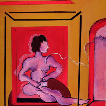 Peinture intitulée "Woman in the cube" par Nina Trapaidze, Œuvre d'art originale, Acrylique