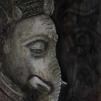 Painting titled "Ganesh" by Nina (Nadine Pillet), Original Artwork, Other