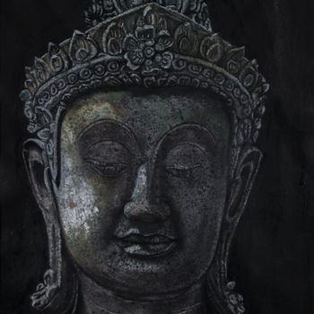 Peinture intitulée "Bouddha antique" par Nina (Nadine Pillet), Œuvre d'art originale, Autre