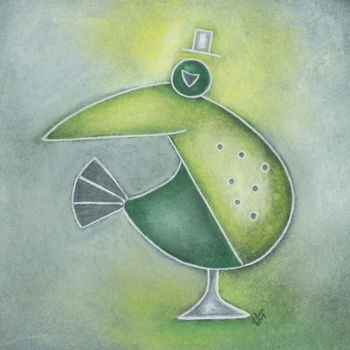 Zeichnungen mit dem Titel "Dorn im Auge" von Nina Boos, Original-Kunstwerk, Pastell Auf Karton montiert