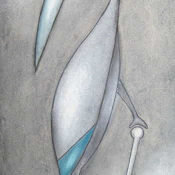 Zeichnungen mit dem Titel "Klappriger Storch" von Nina Boos, Original-Kunstwerk, Pastell