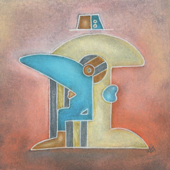 Malerei mit dem Titel "Fusion" von Nina Boos, Original-Kunstwerk, Pastell Auf Karton montiert