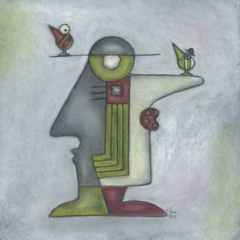 Zeichnungen mit dem Titel "Waage" von Nina Boos, Original-Kunstwerk, Pastell
