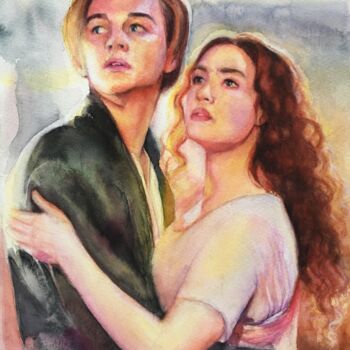 Painting titled "Jack and Rose Titan…" by Nina Ingilevich, Original Artwork, Watercolor