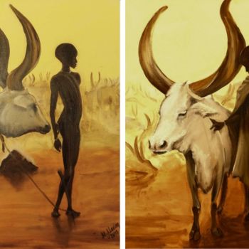 Peinture intitulée "African Souls" par Nina Maxim, Œuvre d'art originale, Huile
