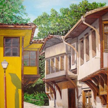 Painting titled "Plovdiv, the old to…" by Nina Mitkova, Original Artwork, Oil