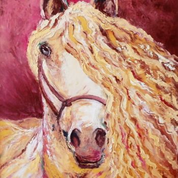 Картина под названием "Portrait of a horse" - Nina Mitkova, Подлинное произведение искусства, Масло