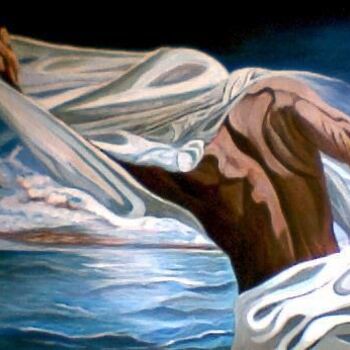 Painting titled "Señor del Mar" by Nina Reyes Guzmán, Original Artwork