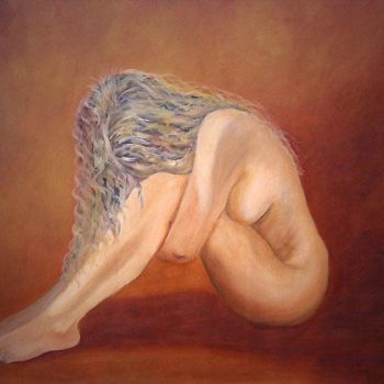 Painting titled "AGOBIADA" by Nina Reyes Guzmán, Original Artwork