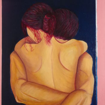 Pintura titulada "Abrazados." por Nina Reyes Guzmán, Obra de arte original, Oleo