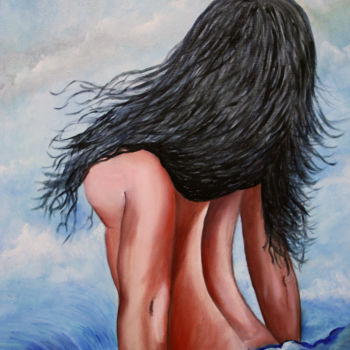 Pintura titulada "Entre Nubes." por Nina Reyes Guzmán, Obra de arte original, Oleo