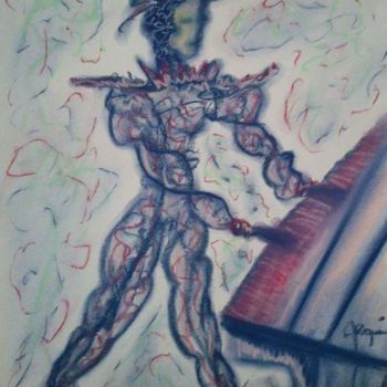 Zeichnungen mit dem Titel "JAZZLI" von Arqué, Original-Kunstwerk, Pastell