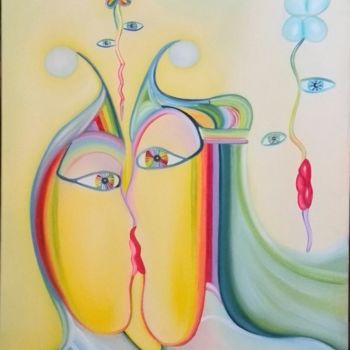 Painting titled "FRUIT DE L'AMOUR" by Arqué, Original Artwork, Oil