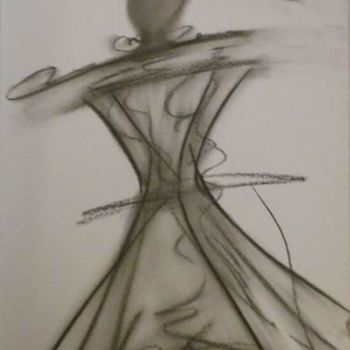 Dessin intitulée "la ptite Robe noir" par Arqué, Œuvre d'art originale, Pastel