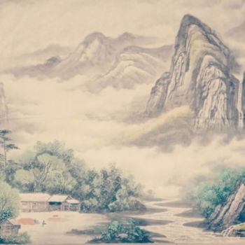 Painting titled "landscapes No.1" by Yu Ning Zhu Yu, Original Artwork, Pigments