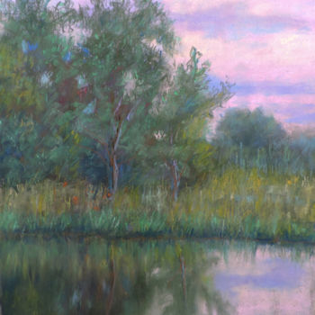 Painting titled "Evening" by Nino Gudadze, Original Artwork, Pastel