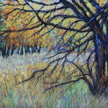 Peinture intitulée "Autumn tree" par Nino Gudadze, Œuvre d'art originale, Pastel
