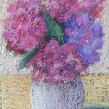 Картина под названием "Hydrangeas" - Nino Gudadze, Подлинное произведение искусства, Пастель